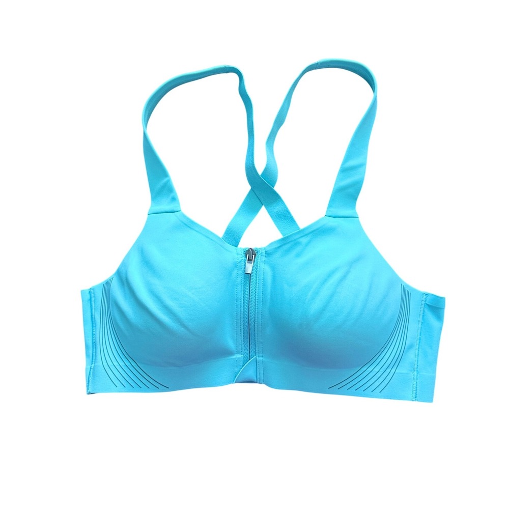 Victoria's Secret VSX Knockout Front-Close Sports Bra Aqua Blue 34B High Impact‎